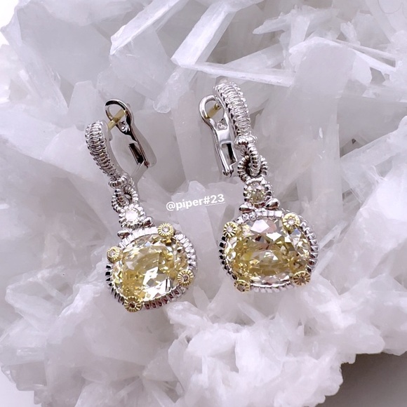 Judith Ripka JR TWO Canary Crystal & Diamond Drop Earrings - Picture 4 of 8